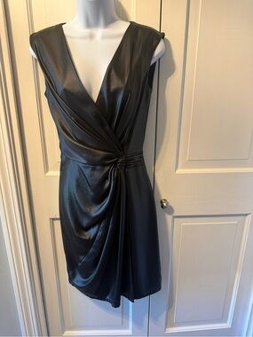 French Connection Black Faux-Leather Twist Front Sleeveless Dress
